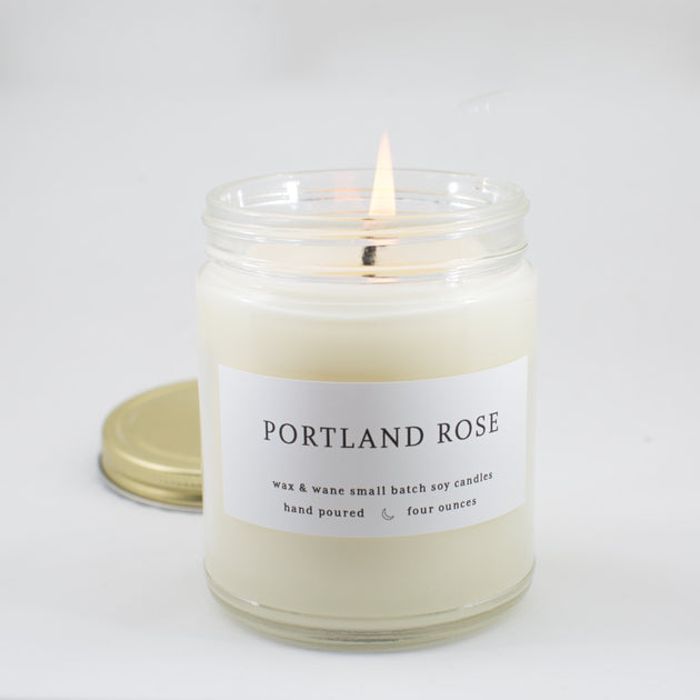 Portland Rose 8 oz Modern Soy Candle Wax & Wane Candles