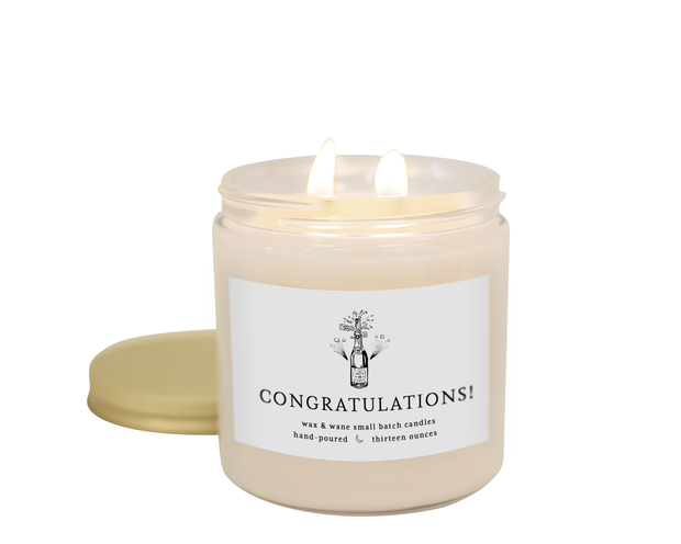 Congratulations Champagne 13 oz Double Wicked Candle